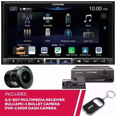 Alpine ILX-507 7  Multimedia Receiver W/ Bullet Camera & DVR-C320R Dash Camera • $1136.91