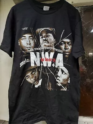 NWA T Shirt Size Med Black The Best Of NWA Album Cover Graphic Cotton Crew Neck • $18