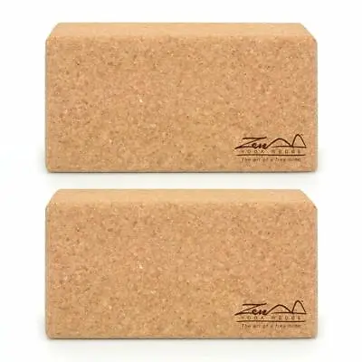 2 Yoga Blocks Exercise Cork Brick Set For Fitness Stretching Rehab Pilates Block • £19.99