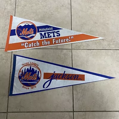 Pittsfield & Jackson Mets Vintage Team Logo Baseball Pennants Free Shipping • $49.95