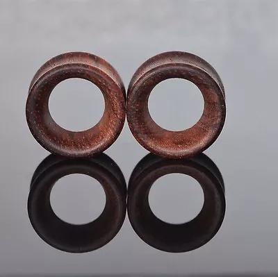 Pair Vintage Brown Wood Organic Ear Tunnel Plugs Hollow Stretcher Gauge Piercing • $3.99