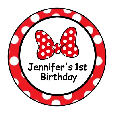 Minnie Bow Stickers For A Mouse Birthday Party Labels Tags Personalized  • $3.25