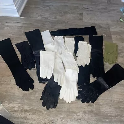 Lot Of (18) Pairs Vintage Ladies Gloves Silk Leather Short & Long . • $24.99