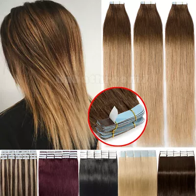 100% Invisible 150G Tape In 9A Russian Thick Remy Human Hair Extensions Ombre US • $42.11