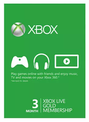 Microsoft - Xbox Live Gold 3 Month Membership Card - Fast Shipping • $15