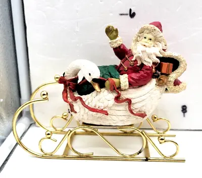 Christmas ~ Vintage Midwest Jolly Old St Nick Santa On Swan Sleigh  8 L  Euc • $19.36