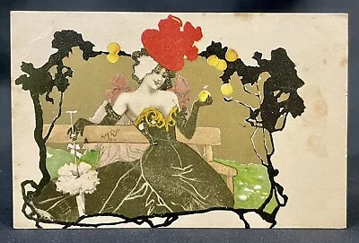 Abstract Mucha Style | Valentine | Young Woman Art Nouveau | Risqué | 1900s • $20.99