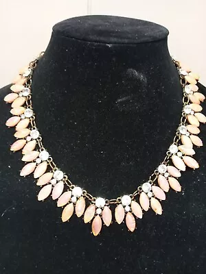 Georgous J Crew Inspired Faux Pink/Orange Fire Opal 🔥 Statement Necklace Chunky • $39.05