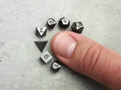 Mini Micro Metal Dice Set (SILVER) | D&D Dice | Dungeons And Dragons • $11.99