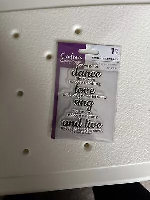 Crafters Companion. Clear Acrylic Stamp. Dance Love Sing Live As Pictures • £1.65