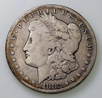 1882-CC $1 Silver Morgan Dollar In Good Condition Full Rims Gray Color • $149.99