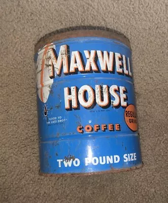 Vintage Maxwell House Coffee Can Keywind 2 Pound Can No Lid • $15