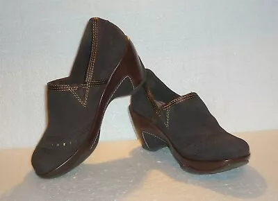 J-41 Adventure On  Brooke  Wedge Heel Clogs Brown W/gold Cut Outs Sz 7.5m • $32.99