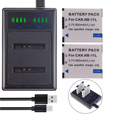 2x NB-11L NB-11LH Battery & LCD Smart Charger For Canon IXUS 185 Camera • $25.29