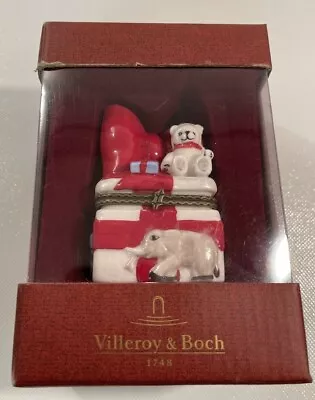 Villeroy & Boch Christmas Present With Bear And Elephant Hinged Trinket Box NIB • $24.99