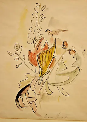 Vintage Abstract Flowers Watercolor Signed Framed Eleanor Edwards • $94.75