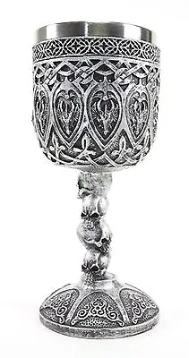 Silver Royal Dragon Wine Goblet Skulls Medieval Collectible Home Decor Gift • $16.99
