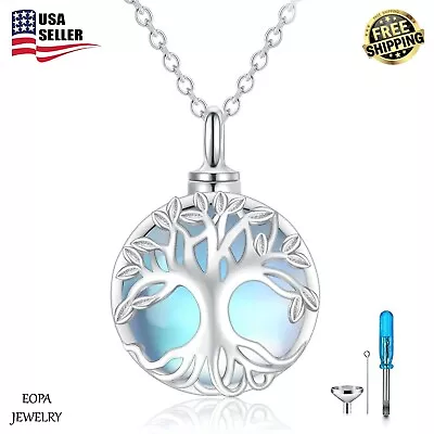 Tree Of Life Urn Necklace 925 Sterling Silver Moonstone Cremation Necklace • $140