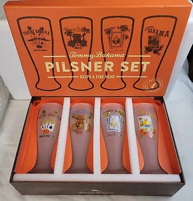 Tommy Bahama Beer Glass Pilsner Collection 9  22oz Glasses NIB Unused NEW Set/4 • $47.92