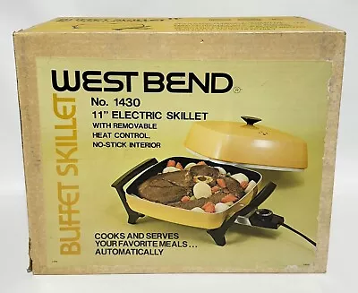 VIntage West Bend 11  Electric Buffet Skillet Harvest Yellow 1430 Open Box • $79.97