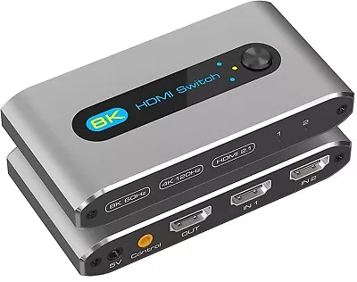 8K 2in1 HDMI Switcher Manual Selector For Two Input Devices 8K60Hz HDMI2.1 (6296 • £12