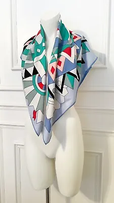 Ladies Scarf  Bright  Blue Arty Design  Abstract Print Silk Long Womans Scarf • £45