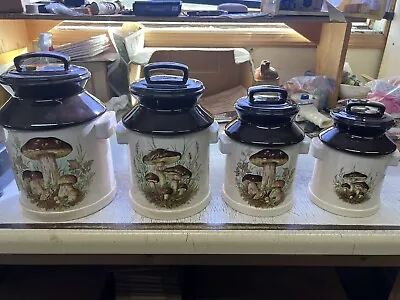 Vintage MCM Ceramic Mushroom Canister Set Lot Shroom Milk Can Cookie Jar Rare • $119.99