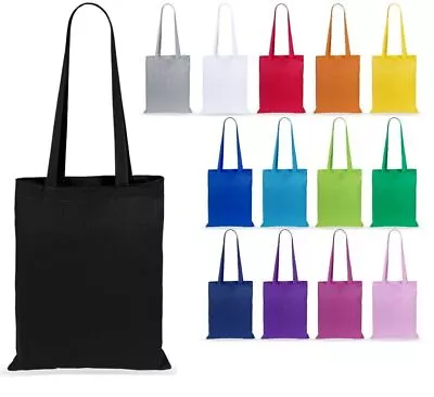 100% Premium Cotton Canvas Shopping Bag Shoulder Tote Shopper Bags Reusable • £2.49