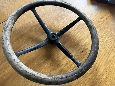 Antique Ford Model T? Steering Wheel  Solid Wood W/ Iron Intact See Photos • $58