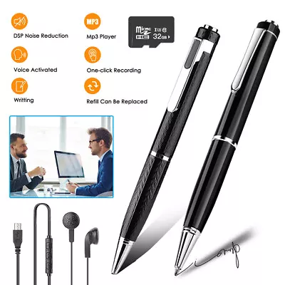 32G Voice Recorder Pen Activated Spy Audio Listening Device Sound Dictaphone MP3 • $19.99