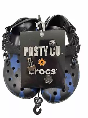 Post Malone Crocs Duet Max Clog Shoes Black & Blue Camo Men’s 7 Women’s 9 Gibets • $250