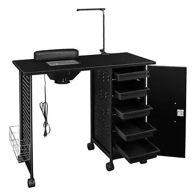 Manicure Nail Table Salon Spa Equipment Work Station W/ Wheels Drawers Black • $168.99