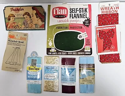 Vintage Sewing Accessories Lot- Bias Tape Needles Ribbon Horsehair Braid • $13.95