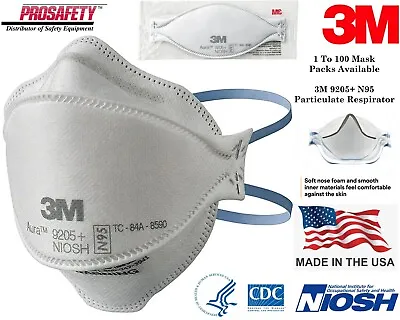 NEW! 3M 9205+ AURA N95 NIOSH Particulate Respiratory Protection MASKS USA MADE • $7.99