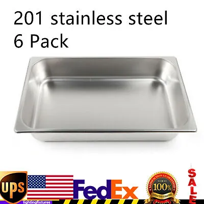 6 Pack Deep Full Size Steam Prep Table Food Pan Restaurant Buffet Pan Stainless  • $23.75