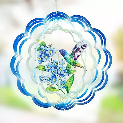 Vp Home Floral Hummingbird Kinetic 3D Metal Outdoor Garden Decor Wind Spinner • $19.99