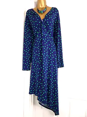 £1.04 • Buy ASOS Polka Dot Print Long Sleeve Asymmetric Jersey Dress Size 22 Autumn Winter