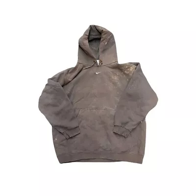 Vintage 90’s Nike Center Swoosh Dark Gray Hoodie Sweatshirt USA Made L Travis Sc • $331.16