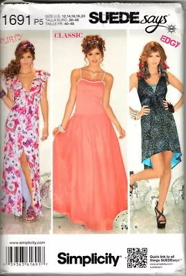 Simplicity 1691 Misses 12 To 20 Mini And Maxi Dress Variations Sewing Pattern • $9.95