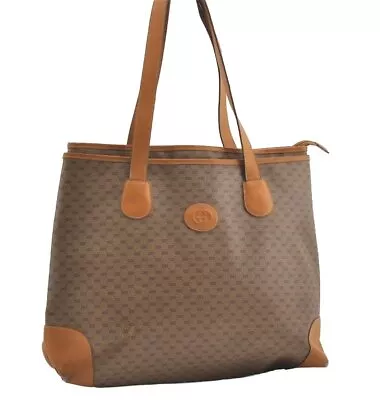 Authentic GUCCI Vintage Micro GG PVC Leather Shoulder Tote Bag Brown Junk 1555J • $5.50