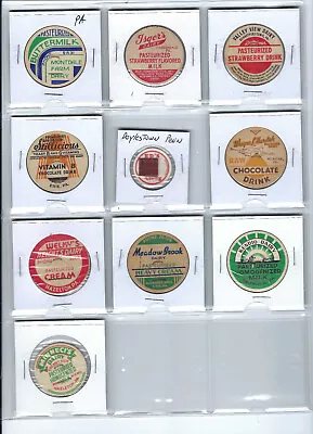 Pennsylvania Milk Bottle Caps - 10 Different Caps - Set #14 • $3.95