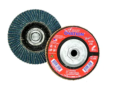 (2 Pck) Sait 4-1/2 X5/8-11 Ovation Type 27 Flap Disc 36 Grit 78105 USA Made (HR) • $15.99