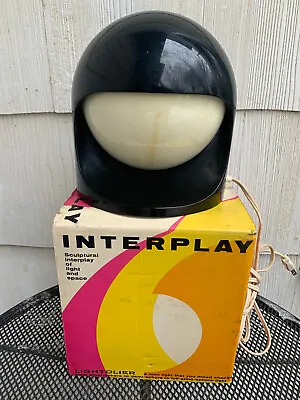 Vtg Lightolier BLACK Lamp* 1970s * Space Age* Mid Century  Interplay 2 With Box • $350