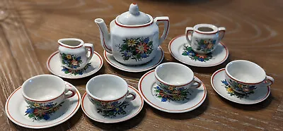 Vintage Mid Century Child's White Ceramic Floral Tea Set 14pc Marked Japan • $8