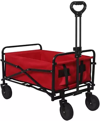 Garden Trolley Wagon Cart Camping Foldable Carts Outdoor Beach 4 Wheels Collapsi • $144.78