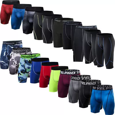 Men Sports Workout Compression Base Layer Legging Shorts Fitness Training Pants[ • £7.31