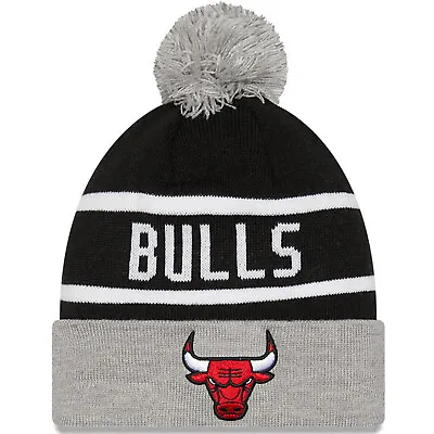 New Era Mens Chicago Bulls NBA Cuffed Sideline Beanie Bobble Hat - Black • £16.90