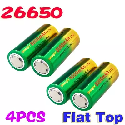 4PCS 8000mAh 26650 Battery Rechargeable 3.7V Batteries For Flashlight Headlamp • £19.83