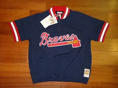 Men's Atlanta Braves 1991 Mitchell & Ness MLB Pullover BP 1/4 Zip Jersey $100 • $65