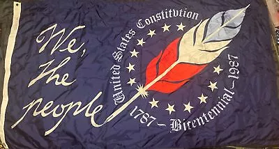 Vintage NYL-GLO WE THE PEOPLE U.S. Constitution Bicentennial Flag 34x58 Inch • $30